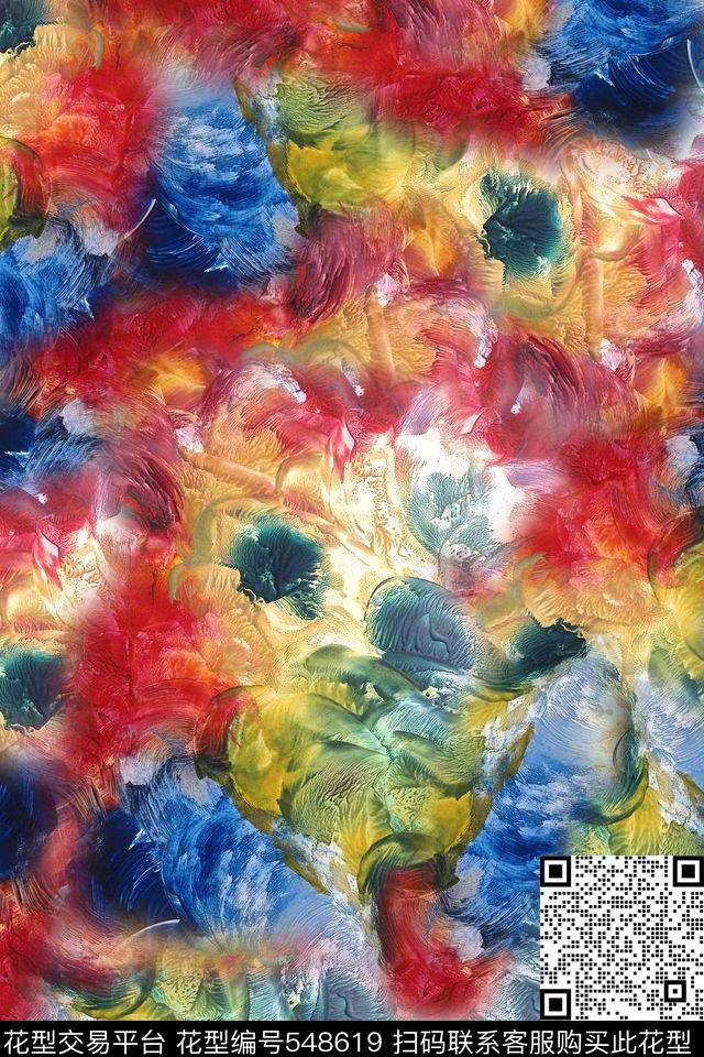 时尚油画刮画数码印花花型下载（图片编号: 548619） - 瓦栏（Walan）