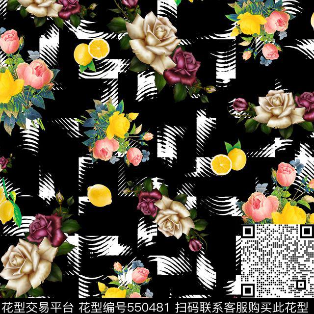 复古几何立体数码印花花型下载（图片编号: 550481） - 瓦栏（Walan）