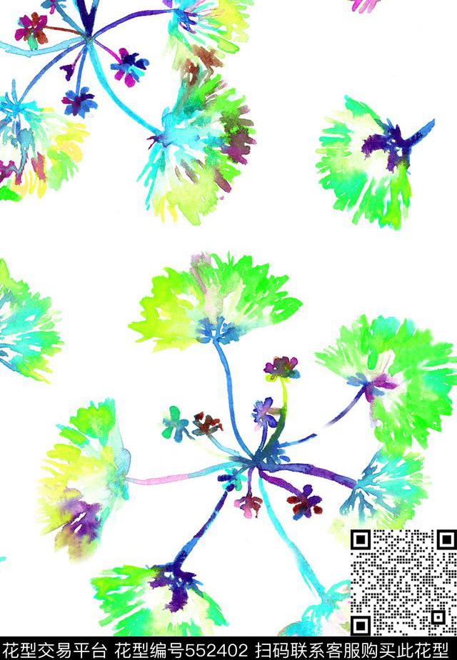 数码印花水彩花卉小花花卉数码印花花型下载（图片编号: 552402） - 瓦栏（Walan）