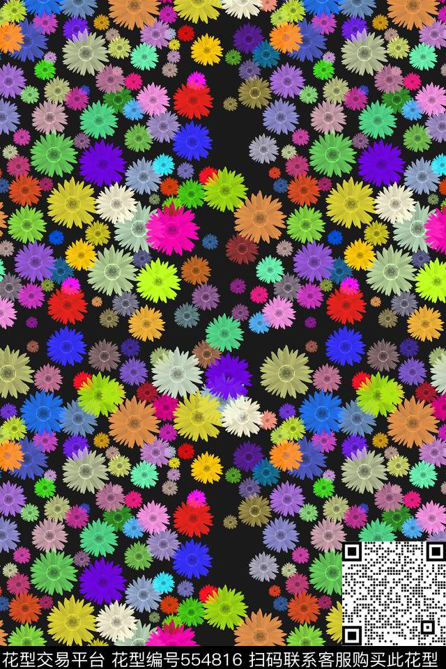 创意符号花卉数码印花花型下载（图片编号: 554816） - 瓦栏（Walan）