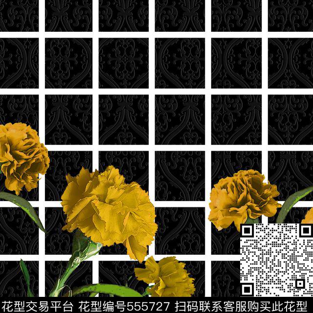 时尚黑底阿拉伯数码印花花型下载（图片编号: 555727） - 瓦栏（Walan）