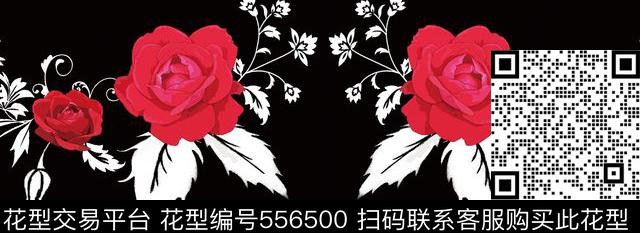玫瑰印花 - 556500 - 玫瑰 休闲 - 传统印花花型 － 女装花型设计 － 瓦栏
