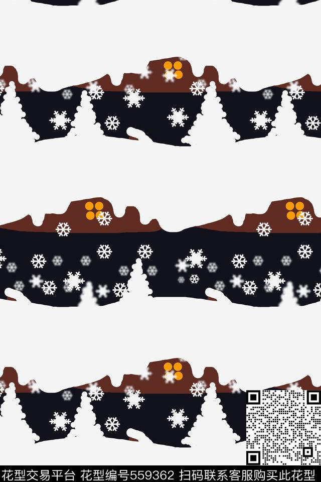 创意圣诞夜图案传统印花花型下载（图片编号: 559362） - 瓦栏（Walan）
