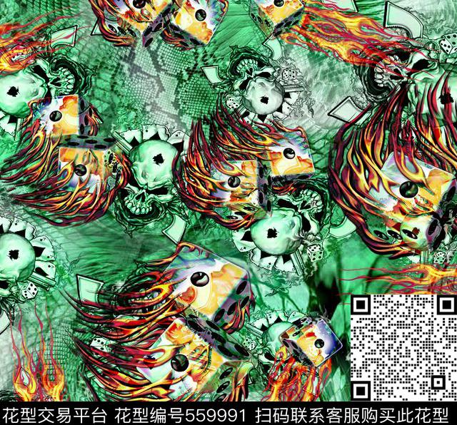 抽象几何花数码印花花型下载（图片编号: 559991） - 瓦栏（Walan）
