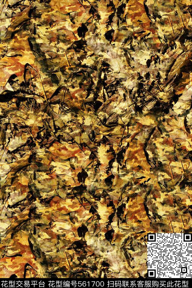 时尚流行最新时尚流行个性原创迷彩树叶肌理户外登山服迷彩服大牌男装数码印花花型下载（图片编号: 561700） - 瓦栏（Walan）