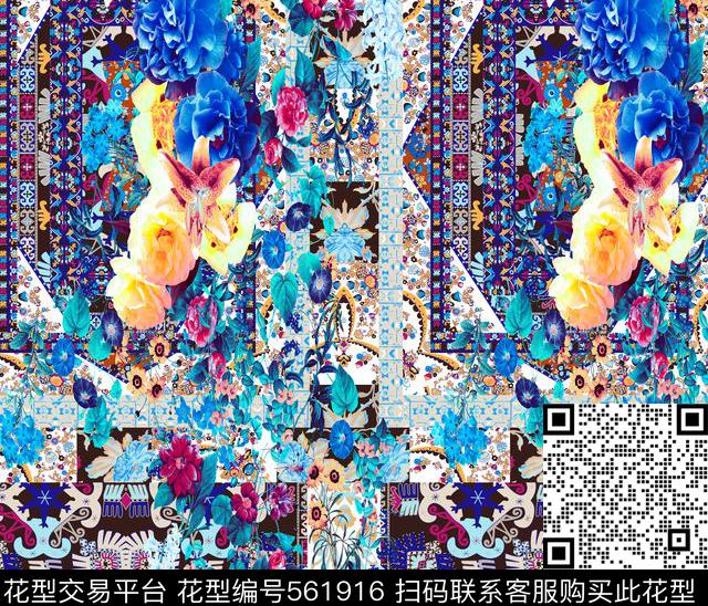 时尚几何花型数码印花花型下载（图片编号: 561916） - 瓦栏（Walan）