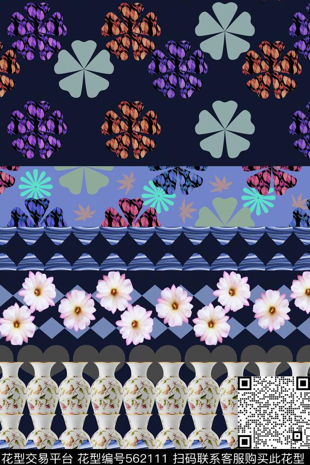 爱心花瓶几何数码印花花型下载（图片编号: 562111） - 瓦栏（Walan）