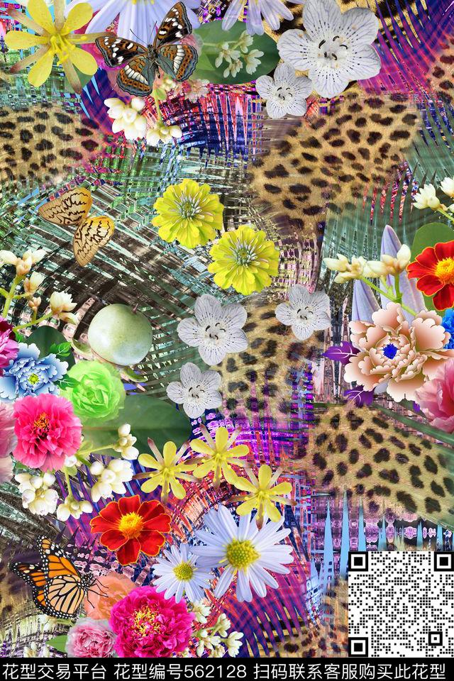豹纹动物纹富贵数码印花花型下载（图片编号: 562128） - 瓦栏（Walan）