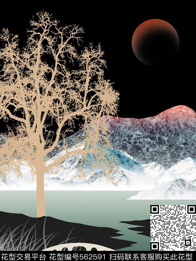 定位抽象夜景数码印花花型下载（图片编号: 562591） - 瓦栏（Walan）