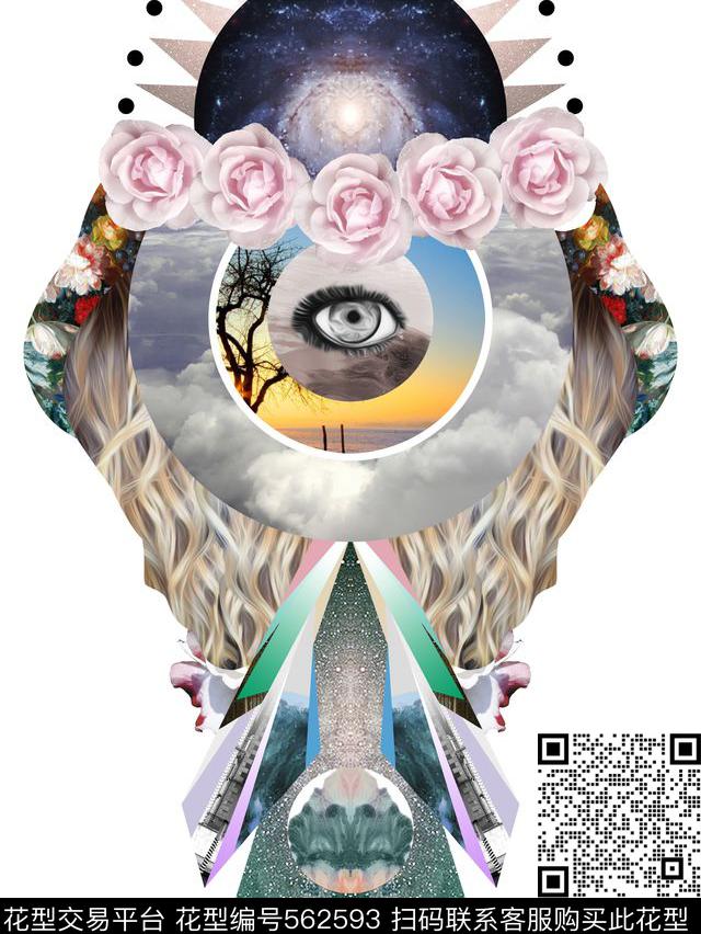 定位抽象眼睛数码印花花型下载（图片编号: 562593） - 瓦栏（Walan）