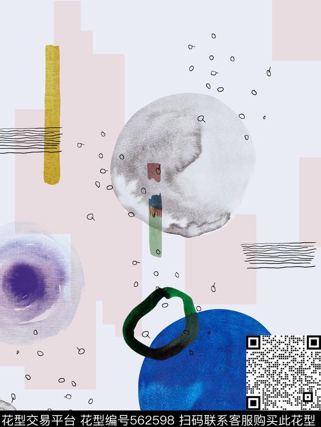 抽象定位几何数码印花花型下载（图片编号: 562598） - 瓦栏（Walan）