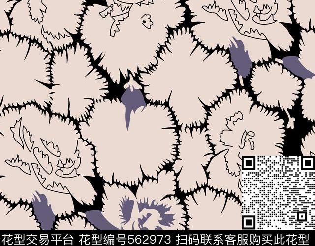 线条纯色底简笔画传统印花花型下载（图片编号: 562973） - 瓦栏（Walan）