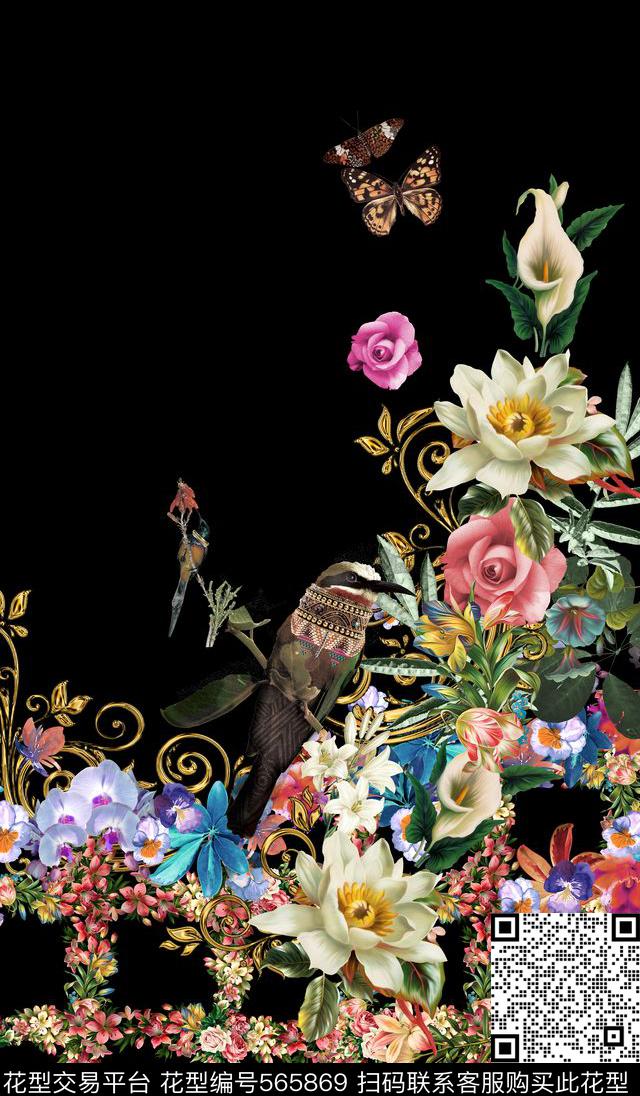 时尚定位花纹数码印花花型下载（图片编号: 565869） - 瓦栏（Walan）