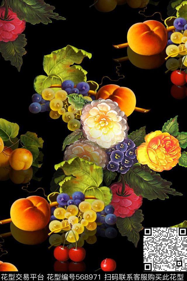 复古花卉水果数码印花花型下载（图片编号: 568971） - 瓦栏（Walan）
