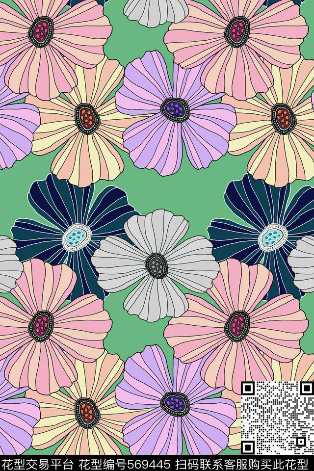 花朵潮流创意传统印花花型下载（图片编号: 569445） - 瓦栏（Walan）