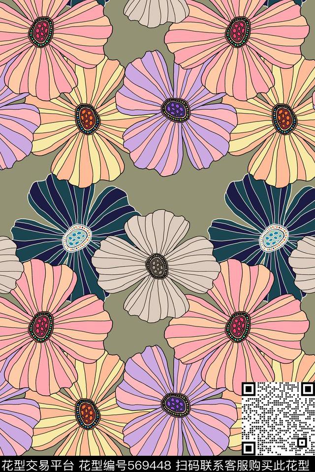 花朵潮流创意传统印花花型下载（图片编号: 569448） - 瓦栏（Walan）