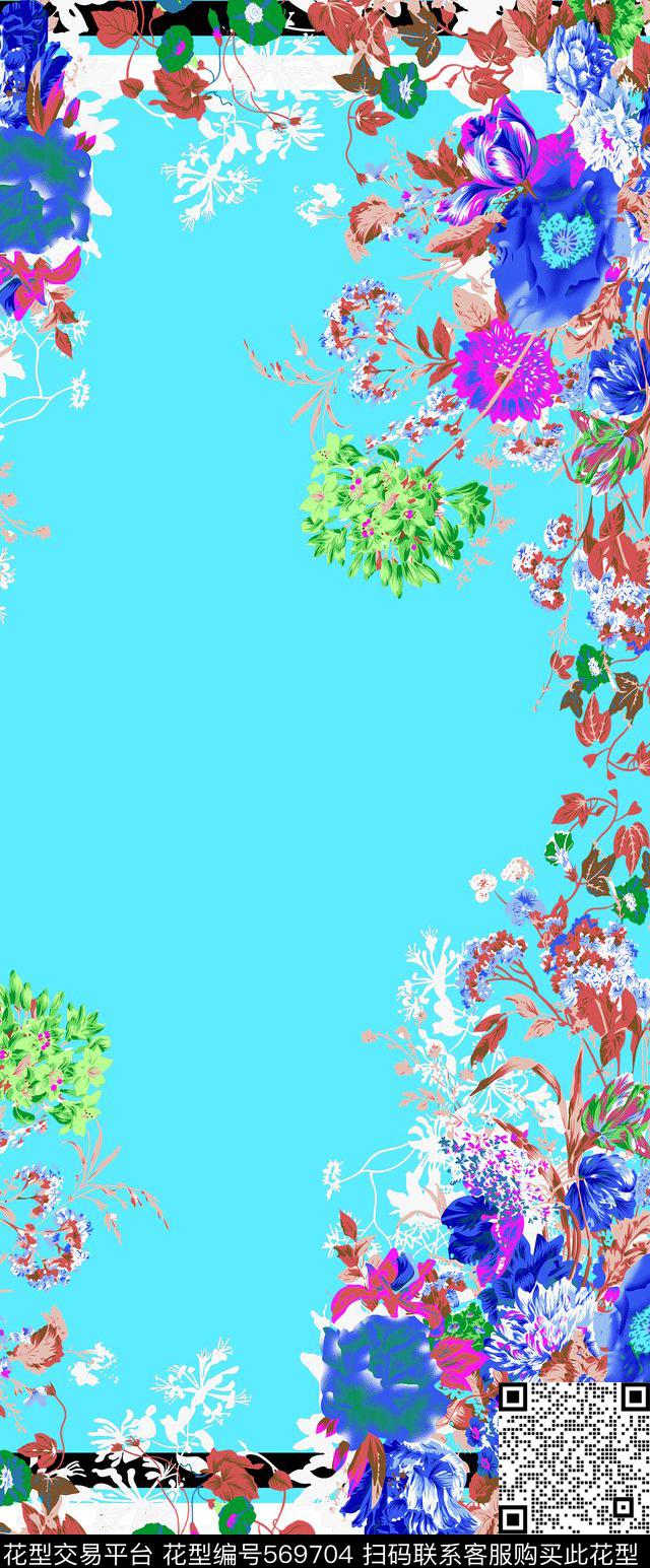 时尚清爽水彩传统印花花型下载（图片编号: 569704） - 瓦栏（Walan）
