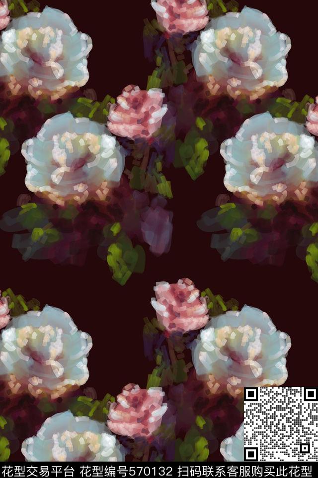 时尚花朵花卉传统印花花型下载（图片编号: 570132） - 瓦栏（Walan）
