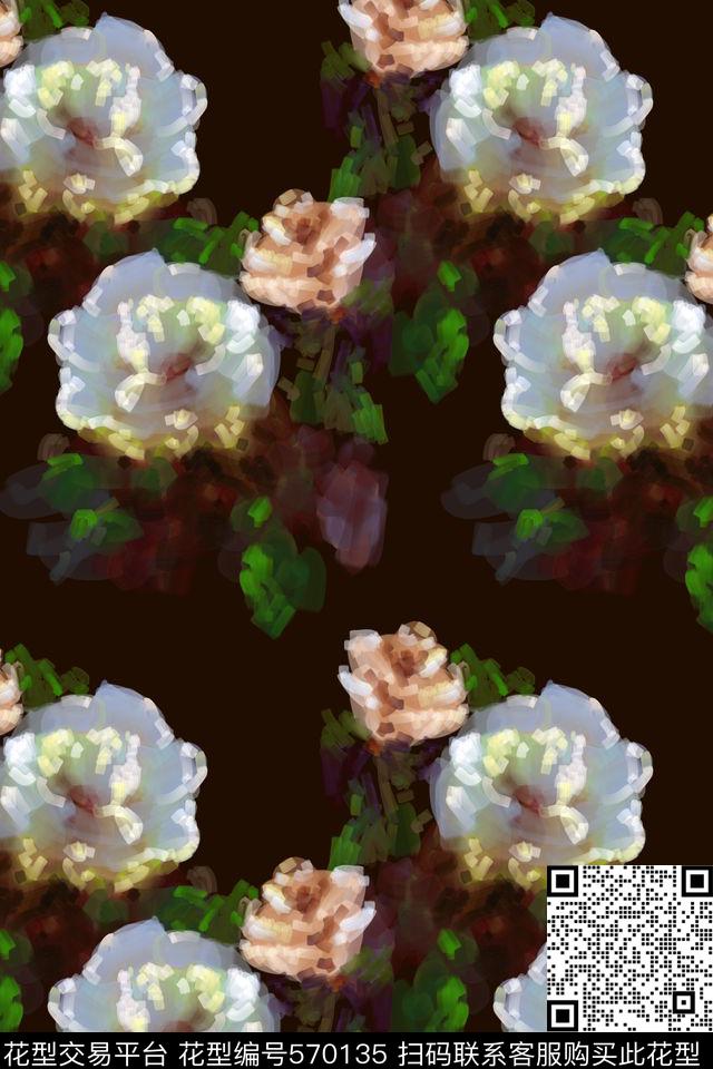 花卉经典色彩传统印花花型下载（图片编号: 570135） - 瓦栏（Walan）