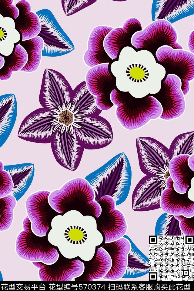 高端花型花卉时尚大牌数码印花花型下载（图片编号: 570374） - 瓦栏（Walan）