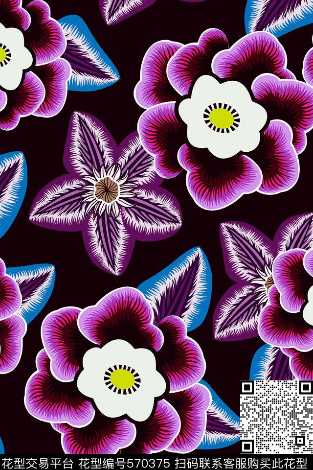 高端花型花卉时尚大牌数码印花花型下载（图片编号: 570375） - 瓦栏（Walan）