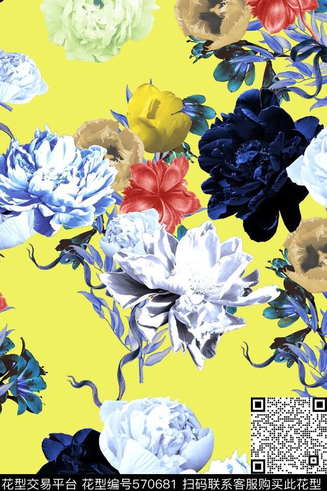 时尚精美花卉数码印花花型下载（图片编号: 570681） - 瓦栏（Walan）