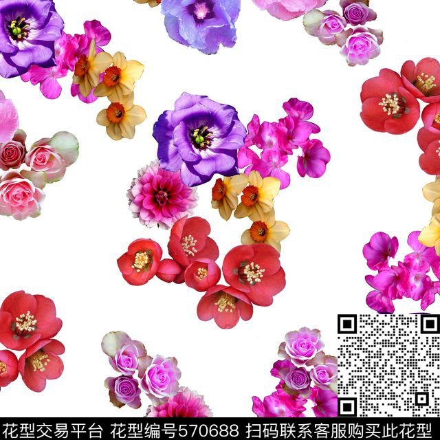 时尚真花花卉数码印花花型下载（图片编号: 570688） - 瓦栏（Walan）