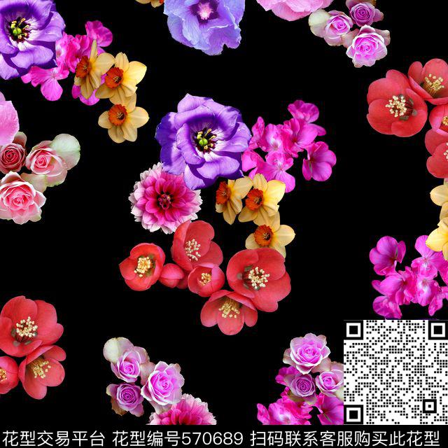 时尚真花花卉数码印花花型下载（图片编号: 570689） - 瓦栏（Walan）