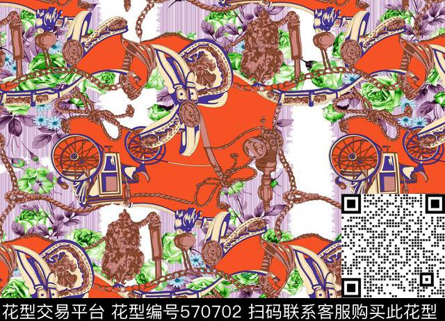 爱马仕花卉时尚传统印花花型下载（图片编号: 570702） - 瓦栏（Walan）