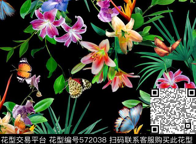 流行时尚植物花卉数码印花花型下载（图片编号: 572038） - 瓦栏（Walan）