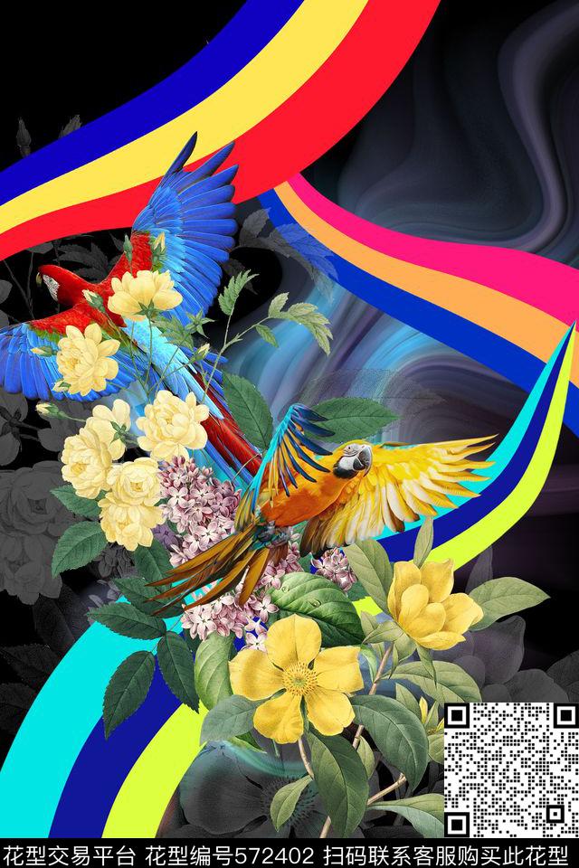 层叠效果线条时尚定位女装数码印花花型下载（图片编号: 572402） - 瓦栏（Walan）