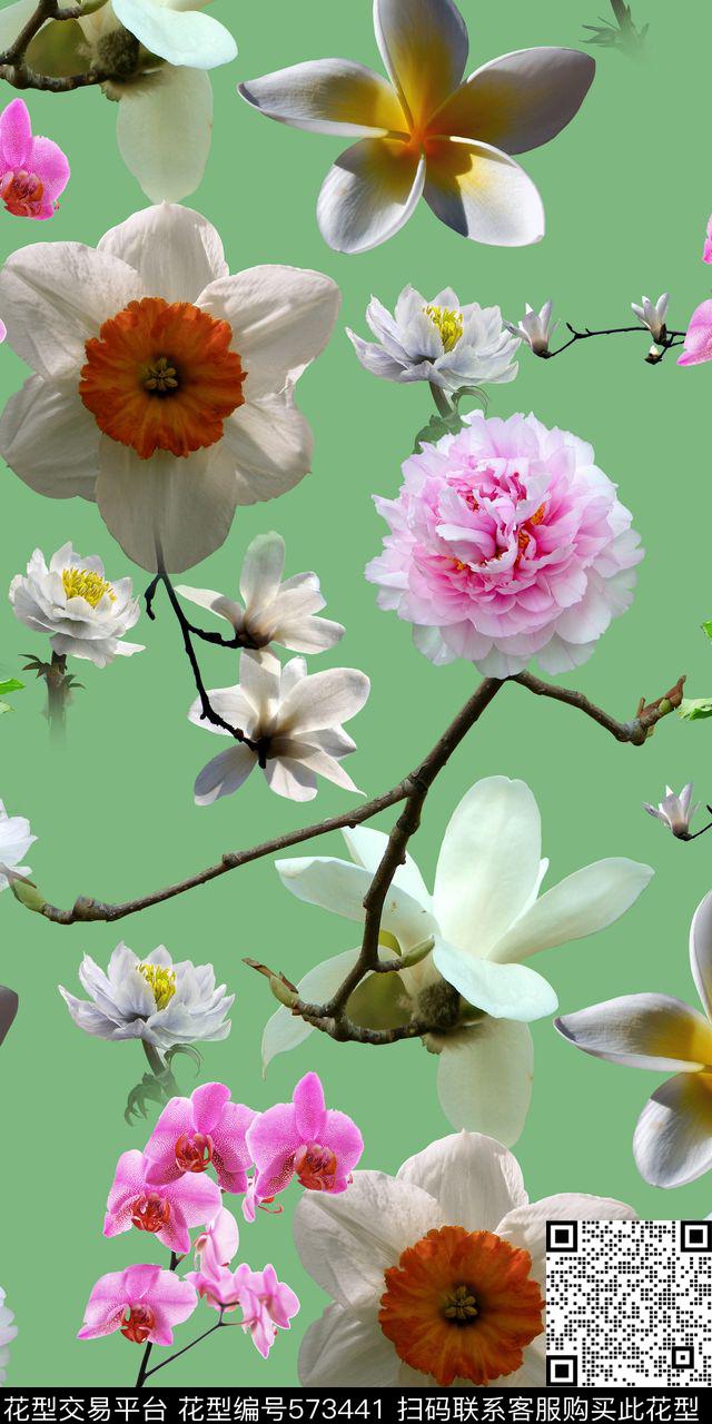 时尚清爽真花数码印花花型下载（图片编号: 573441） - 瓦栏（Walan）