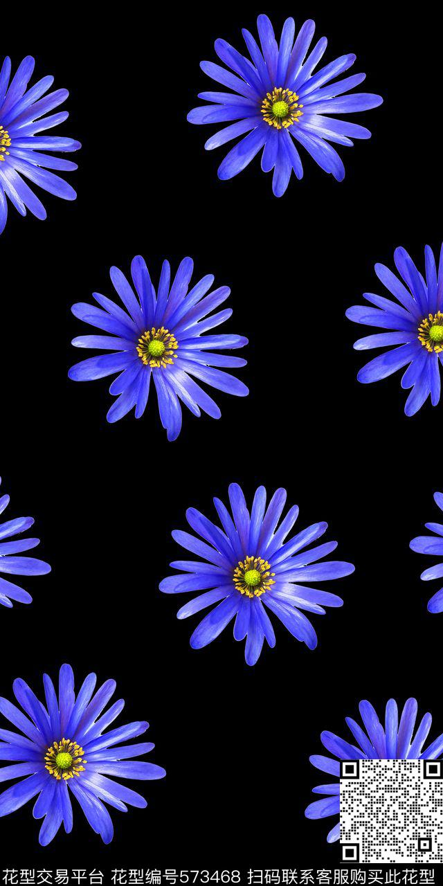 真花玫瑰满版数码印花花型下载（图片编号: 573468） - 瓦栏（Walan）