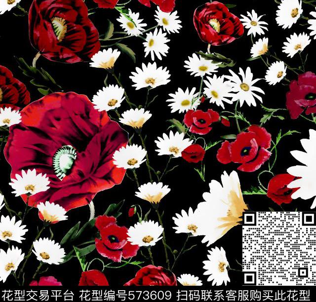 DG 2016 春夏 - 573609 - DG 2016春夏 花卉 - 数码印花花型 － 女装花型设计 － 瓦栏