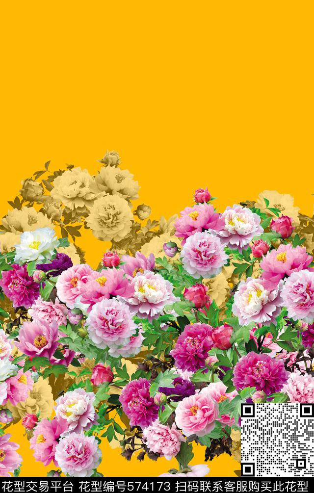 春夏定位牡丹数码印花花型下载（图片编号: 574173） - 瓦栏（Walan）