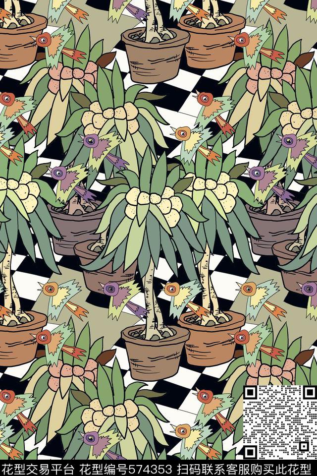 潮流创意飞鸟数码印花花型下载（图片编号: 574353） - 瓦栏（Walan）