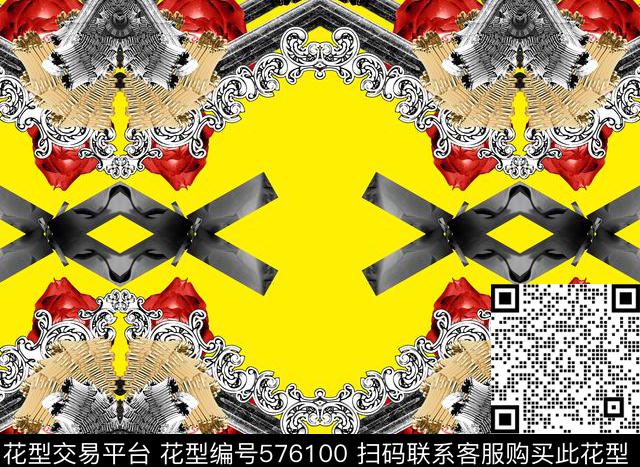 抽象大理石玫瑰数码印花花型下载（图片编号: 576100） - 瓦栏（Walan）
