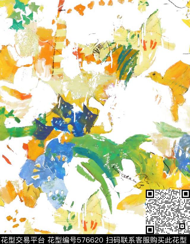 抽象油画绘画 - 576620 - 绘画 抽象 15年11月上新 - 数码印花花型 － 女装花型设计 － 瓦栏