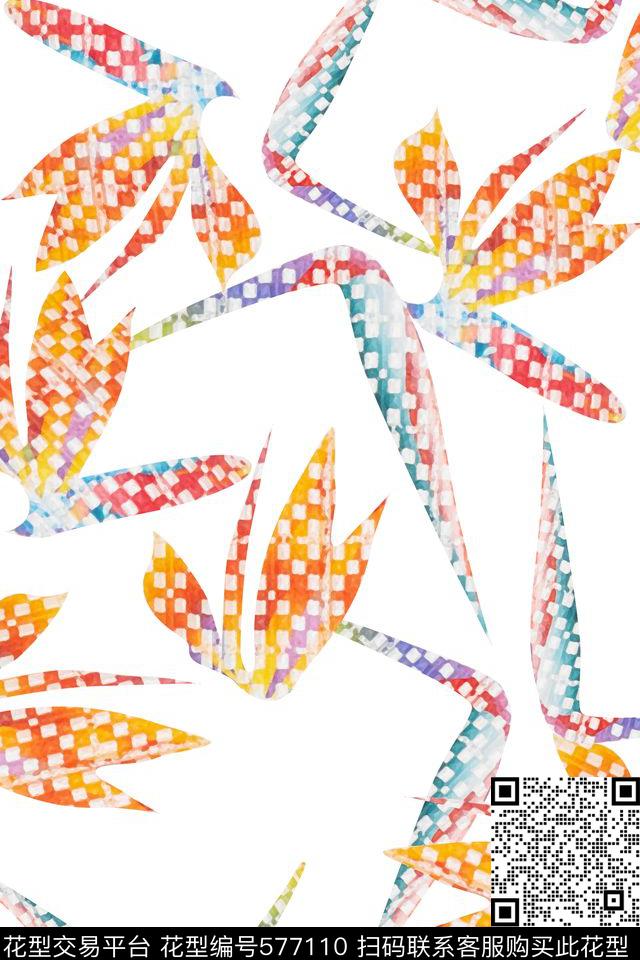 D&G时尚大牌枫叶花卉彩色循环 - 577110 - 时尚 枫叶 彩色 - 传统印花花型 － 女装花型设计 － 瓦栏