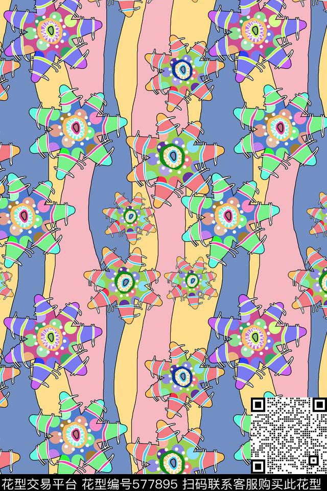 创意花图案传统印花花型下载（图片编号: 577895） - 瓦栏（Walan）