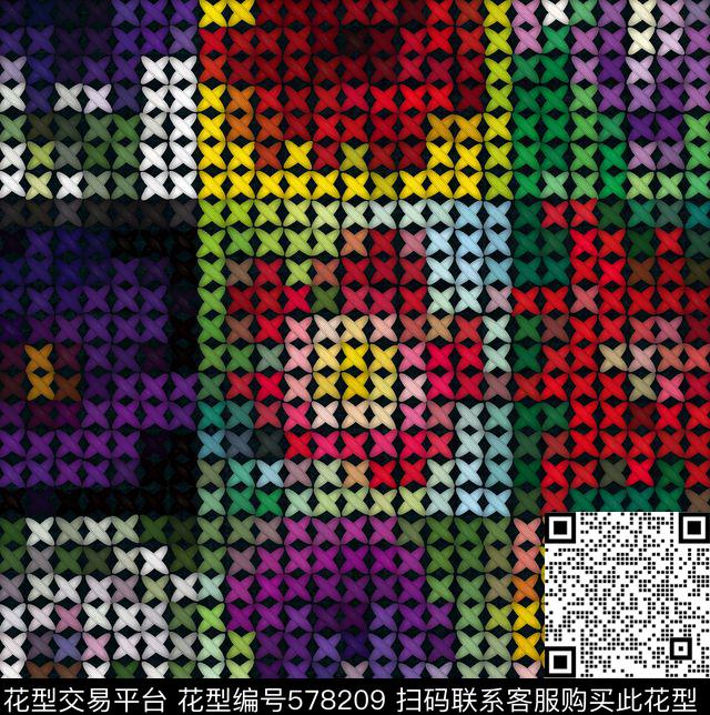 编织花卉几何数码印花花型下载（图片编号: 578209） - 瓦栏（Walan）