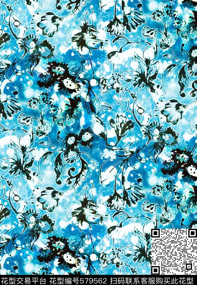 Ocean Fantasy - 579562 - Floral Fantasy Fantasy Ocean - 传统印花花型 － 女装花型设计 － 瓦栏