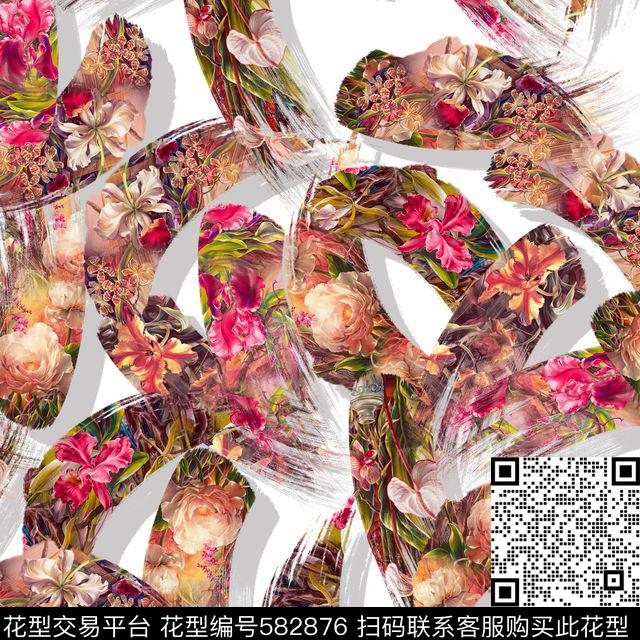 热带花卉植物数码印花花型下载（图片编号: 582876） - 瓦栏（Walan）