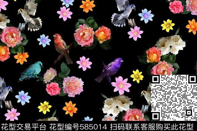 flower1 - 585014 - textile design printing - 数码印花花型 － 女装花型设计 － 瓦栏