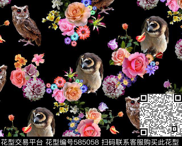 flower 6 - 585058 - textile design printing - 数码印花花型 － 女装花型设计 － 瓦栏