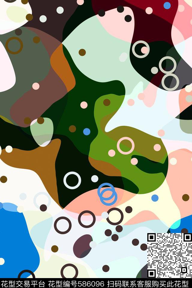 几何迷彩变换传统印花花型下载（图片编号: 586096） - 瓦栏（Walan）