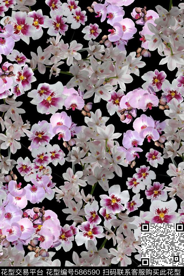 满版数码真花数码印花花型下载（图片编号: 586590） - 瓦栏（Walan）