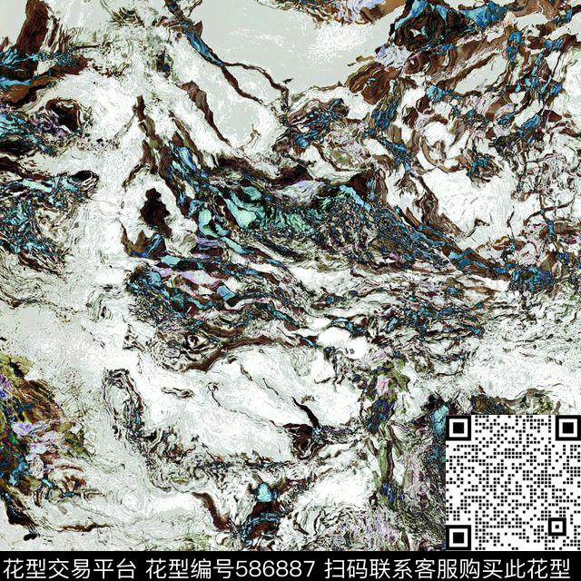抽象山水肌理数码印花花型下载（图片编号: 586887） - 瓦栏（Walan）