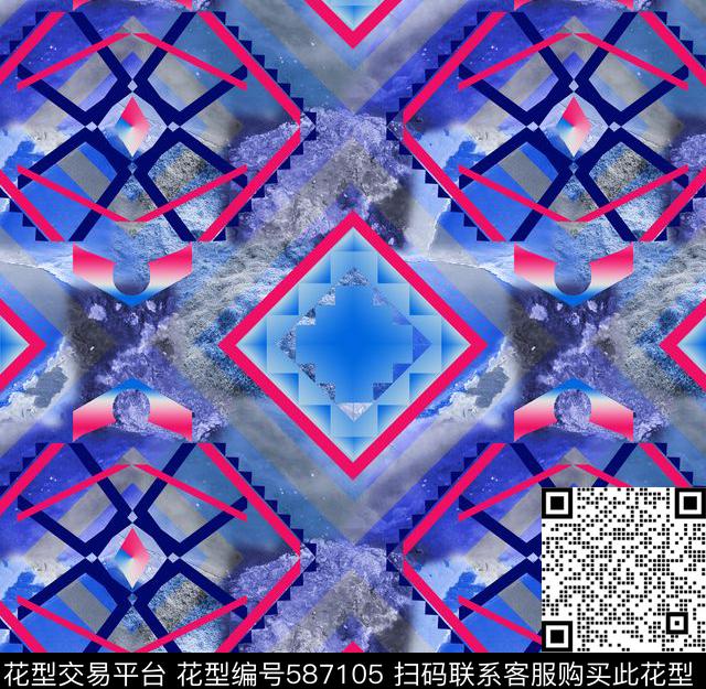 几何分割男装数码印花花型下载（图片编号: 587105） - 瓦栏（Walan）