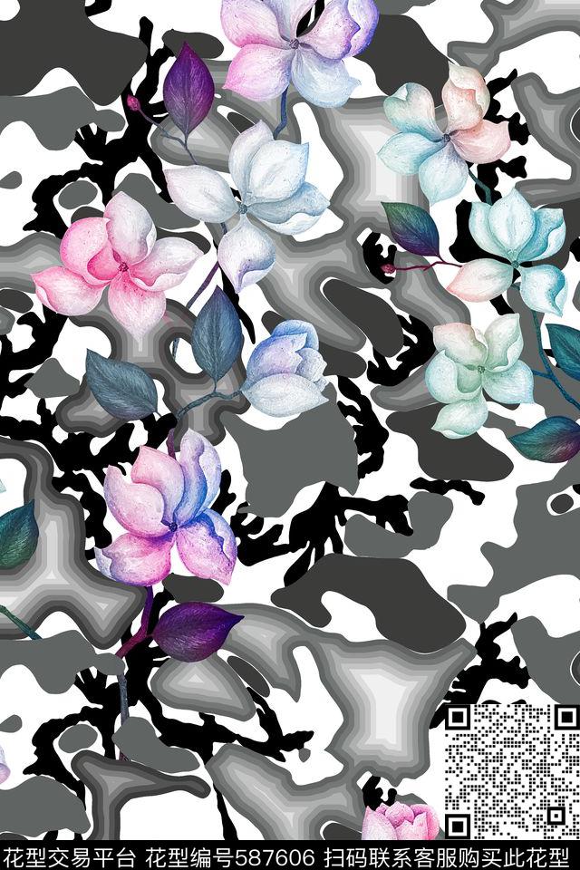 彩花迷彩过渡数码印花花型下载（图片编号: 587606） - 瓦栏（Walan）
